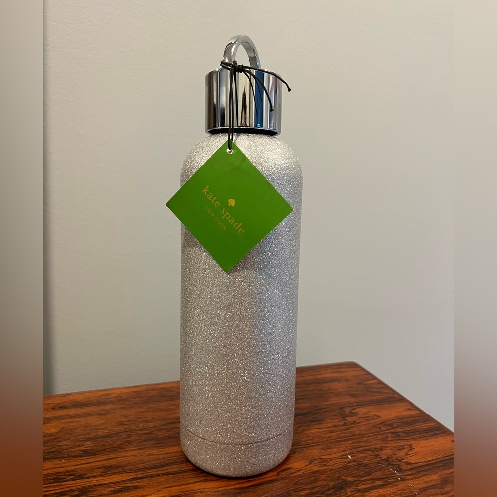 KATE SPADE TUMBLER SILVER GLITTER NEW never used, brand new believe is it glass